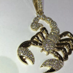 2.20Ct Round Cut Real Moissanite Men's Scorpion Pendant 14K Yellow Gold Plated