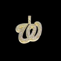 Real Moissanite 3.0 Ct Round Custom Initial Letter _W_ Pendant 14K Rose Gold Plated Ideal Birthday Gift No Chain