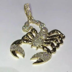 2.20Ct Round Cut Real Moissanite Men's Scorpion Pendant 14K Yellow Gold Plated