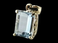 4.00 Ct Emerald Cut Aquamarine Solitaire Pendant 14K Yellow Gold Plated Free Chain | Ideal Birthday Gift