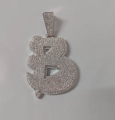 3Ct Real Moissanite Customisable Letter "D" Pendant Necklace in 14K Yellow Gold Plating, Silver 925, Height with Bale 2.5 inch, Red Outline