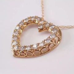 0.50 Ct Round Cut Moissanite Open Heart Pendant 14K Yellow Gold Plated Free Chain | Hip Hop Jewelry | Ideal Birthday Gift