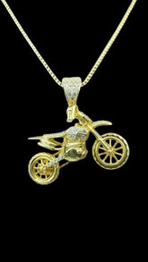 2.00 Ct Round Cut Diamond Dirt Bike Motorcycle Pendant 14K Yellow Gold Plated Birthday gifts No Chain