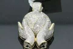 2.50Ct Round Cut Moissanite Men's World Globe Map Pendant 14K Yellow Gold Plated