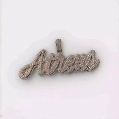 Custom Moissanite "NAME Pendant" | 3ctw Men's Hip Hop Charm Necklace | Real Moissanite Pendant | Unique Birthday Jewelry Gift