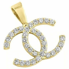 1.25 CT Moissanite Fancy Necklace Pendant 1 Letter Charm 14K Yellow Gold Plated Birthday Gifts No Chain