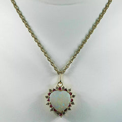 3.0 Ct heart Cut Fire Opal & Red Ruby Diamond Pendant Necklace 14k Yellow Gold Plated Birthday Gift No Chain