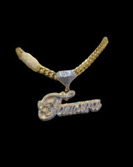 3.50 Ct Round Cut Real Moissanite Customize Name Pendant 14K Yellow Gold Plated Birthday gifts No Chain