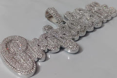 Custom Moissanite Name Pendant, 14K White Gold Plated, 3.00ct VVS Moissanite, Sterling Silver, Personalized Jewelry Gift for Men & Women