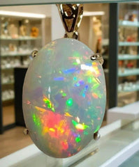 2 Ct Oval-Cut Natural Fire Opal Solitaire Pendant Necklace, 14K Yellow Gold Plated, 18" Chain, October Birthstone Jewelry, Best Gift Idea
