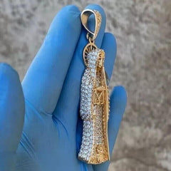 2.70Ct Round Cut Moissanite Men's Muerte Charm Pendant 14K Yellow Gold Plated