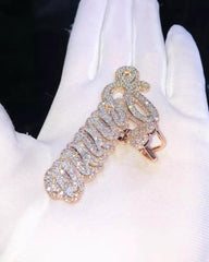 3.30 Ct Round Cut Real Moissanite Customize Name Pendant 14K Rose Gold Plated Birthday gifts No Chain