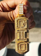 4.00 Ct Baguette Cut Real Moissanite Custom Any Name Pendant 14K Yellow Gold Plated Birthday Gift