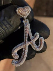 2.30Ct Round Cut Real Moissanite Customize Initial Pendant 14K White Gold Plated| Hip Hop Pendant | Moissanite Pendant| Birthday Gift