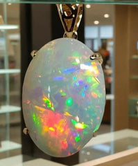 2 Ct Oval-Cut Natural Fire Opal Solitaire Pendant Necklace, 14K Yellow Gold Plated, 18" Chain, October Birthstone Jewelry, Best Gift Idea