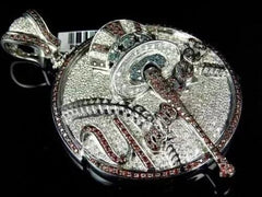 2Ct Round Cut Real Moissanite Egyptian Fero Pendant 14kYellow Gold Plated Silver