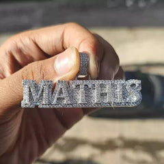 2.0 Ct Round Cut Real Moissanite Customize Name Men's Pendant 14K White Gold Plated Birthday Gift No Chain