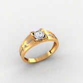 Men’s 14K Gold-Plated Ring, 925 Sterling Silver, Yellow & White Finish, Diamond-Free, Comfort Fit, Classic Gift for Him, High Polish