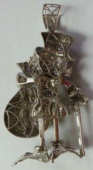 Cartoon Charm Pendant 3 Ct Round Cut Real Moissanite 14k White Gold Plated Gift for Man