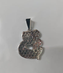 3Ct Real Moissanite Customisable Letter "D" Pendant Necklace in 14K Yellow Gold Plating, Silver 925, Height with Bale 2.5 inch, Red Outline