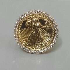 2ct Real Moissanite Liberty Ring for Men, 14k Yellow Gold Plated Sterling Silver, Timeless Design, Perfect Gift for Him