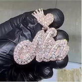 2.10Ct Round Real Moissanite Customize Any Name Pendant 14K Rose Gold Plated Birthday gifts No Chain