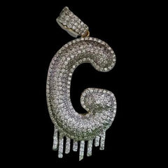 2.0 Ct Round Cut Real Moissanite Letter G Pendant 14K Yellow Gold Plated Silver Birthday Gifts No Chain