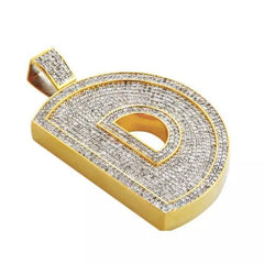 4.00 Ct Round Real Moissanite Mens Initial D Pendant 14k Yellow Gold Plated Jewelry Gift for Men & Women