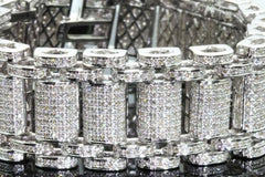 15Ct Round Cut Lab-Created Diamond Men's Bracelet 14K White Gold Finish