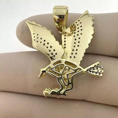 2Ct Round Real Moissanite Men's Charm Eagle Pendant 14KYellow Gold Plated Silver