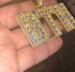 3.20 Ct Baguette Cut Real Moissanite Custom Letter Pendant 14k Silver Gold Plated Birthday Gifts No Chain