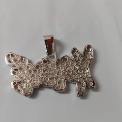 Custom Moissanite Name Pendant, 14K White Gold Plated, 2.00ct VVS Moissanite, Sterling Silver, Personalized Jewelry Gift for Men & Women