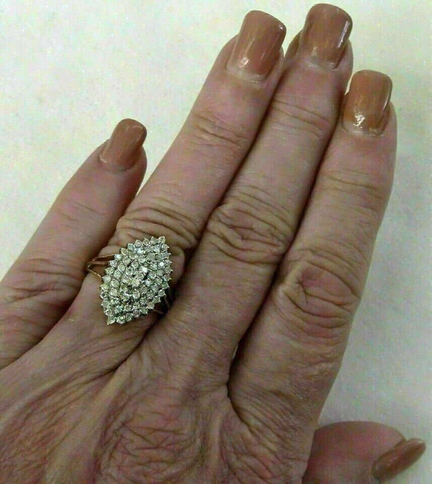 2ct Lab Created Diamond Engagement Cluster Ring Solid 14K Yellow Gold Finish