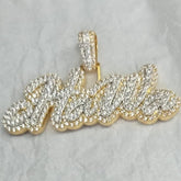 Custom Moissanite Name Pendant, Gold Plated,2.00ct Moissanite, Sterling Silver, Personalized Jewelry Gift for Men & Women 14K White