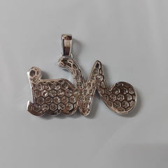 Custom Moissanite Name Pendant, 14K White Gold Plated, 2ct VVS Moissanite, Sterling Silver, Personalized Jewelry Gift for Men & Women