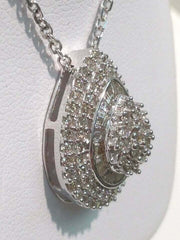 3Ct Round Cut Real Moissanite Cluster Pendant 14K White Gold Plated Free Chain