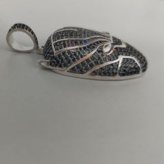 0.99 Carat Round Moissanite Black Panther Pendant in 14K White Gold | Customizable Luxury Jewelry