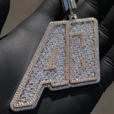 4.0 Ct Baguette Cut Real Moissanite Custom Letter Pendant 925 Sterling Silver Ideal Birthday Gift No Chain