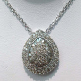 3Ct Round Cut Real Moissanite Cluster Pendant 14K White Gold Plated Free Chain