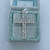 2.58 Ct Real Moissanite Cross Pendant, 14K White Gold Plated, Sterling Silver Necklace, Religious Jewelry,Gift for Her, Elegant Cross Charm