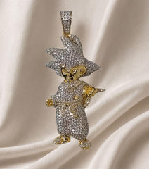 14K Yellow Gold-Plated Son Goku Pendant | Real Moissanite Dragon Ball Z Necklace | Super Saiyan Jewelry | Anime Fan Gift | Goku Charm