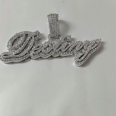 Real Moissanite Pendant| 3ctw Men's Customisable "NAME Pendant"| Custom Charm| Hip Hop Pendant | Moissanite Pendant| Birthday Gift