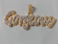 Moissanite Name Necklace, 3ct Real Moissanite, Sterling Silver, Custom Name Pendant, Gift for Him, Birthday, Anniversary, Gift for Her