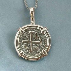 ATOCHA Solid Silver Coin Pendant | Authentic Treasure Jewelry | 952 Silver with Gold Plating | Historical Replica | Nautical | Pirate Coin