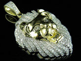 3.50CT Round Cut Moissanite Men's Lion Head Pendant, 14K Yellow Gold Finish, Bold Charm Necklace, Statement Jewelry, Hip Hop Style Gift