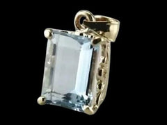 4.00 Ct Emerald Cut Aquamarine Solitaire Pendant 14K Yellow Gold Plated Free Chain | Ideal Birthday Gift