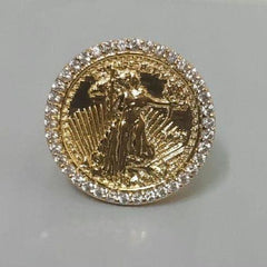 2ct Real Moissanite Liberty Ring for Men, 14k Yellow Gold Plated Sterling Silver, Timeless Design, Perfect Gift for Him