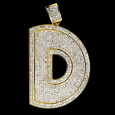 4.00 Ct Round Real Moissanite Mens Initial D Pendant 14k Yellow Gold Plated Jewelry Gift for Men & Women
