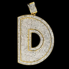 4.00 Ct Round Real Moissanite Mens Initial D Pendant 14k Yellow Gold Plated Jewelry Gift for Men & Women