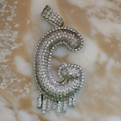 2.0 Ct Round Cut Real Moissanite Letter G Pendant 14K Yellow Gold Plated Silver Birthday Gifts No Chain